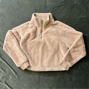 Calvin Klein Performance Fuzzy Pink Cowl Neck Cropped Sweater